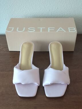 JustFab Blush Braided Square-Toe Slide Heels